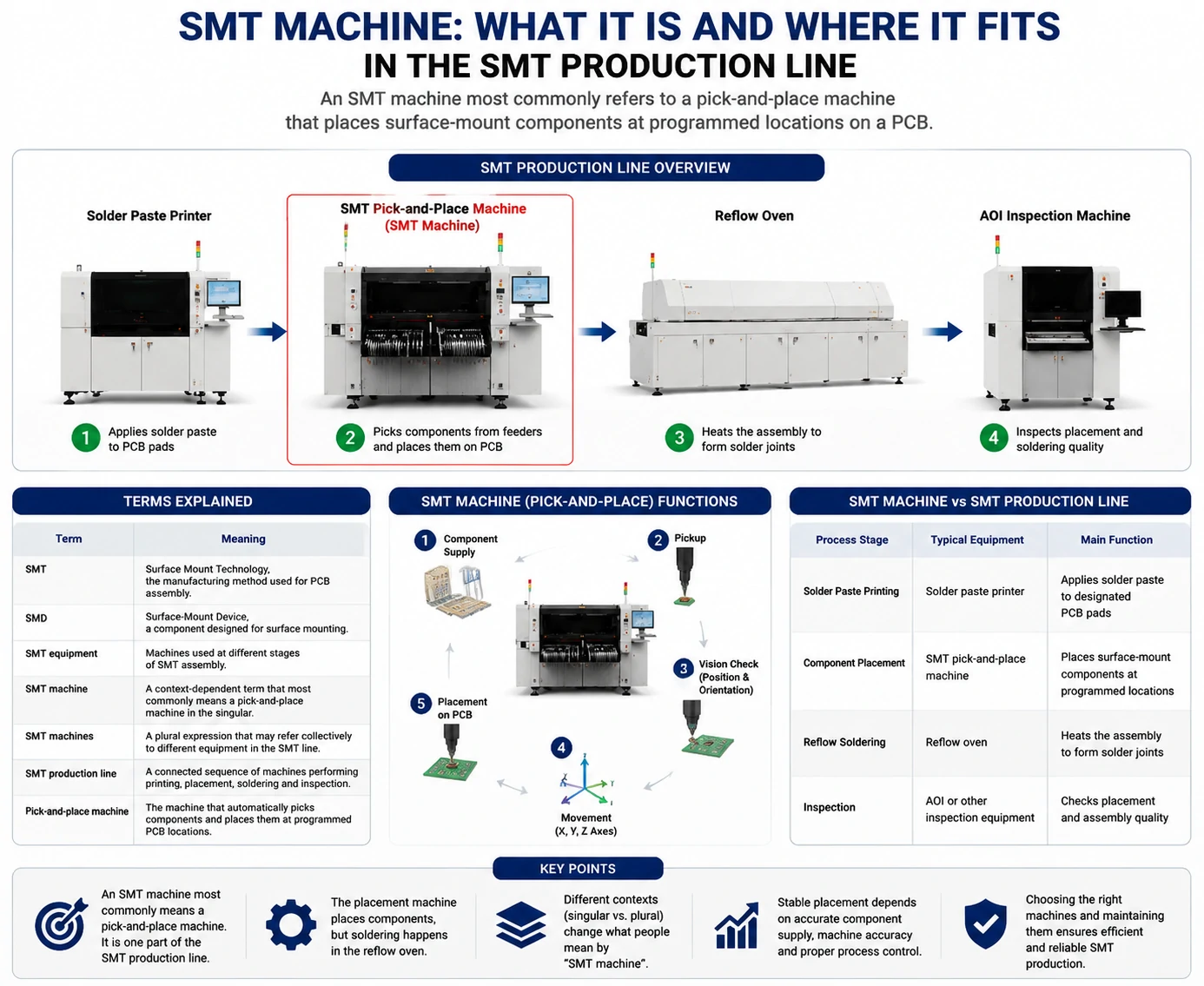 smт machine position in production line